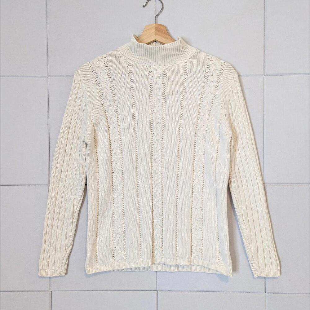 Vintage 90s YarnWorks 100% cotton chunky knit high neck sweater